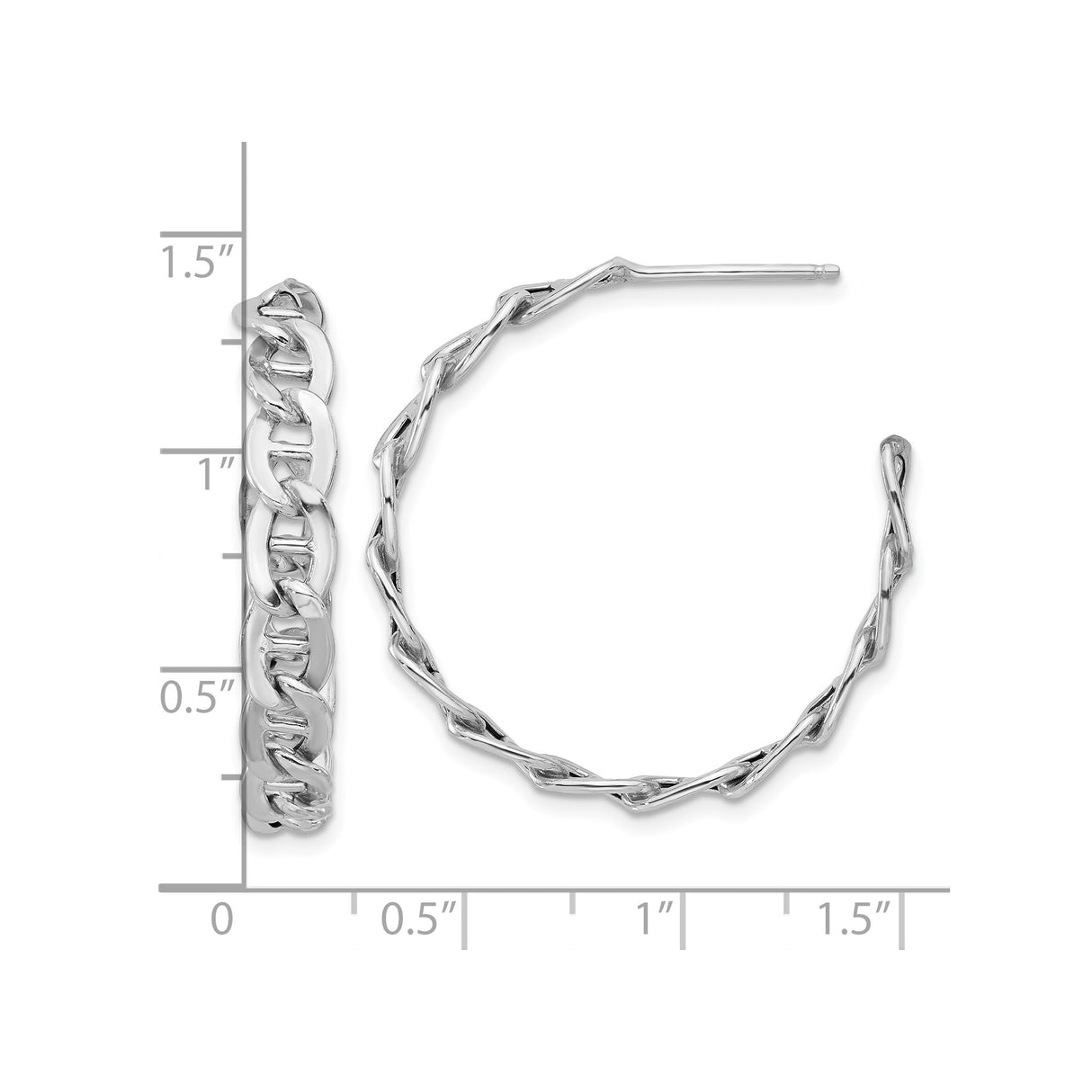 Sterling Silver Hoop Earrings with Twisted Chain-Link Design, Bold Chunky Modern Style