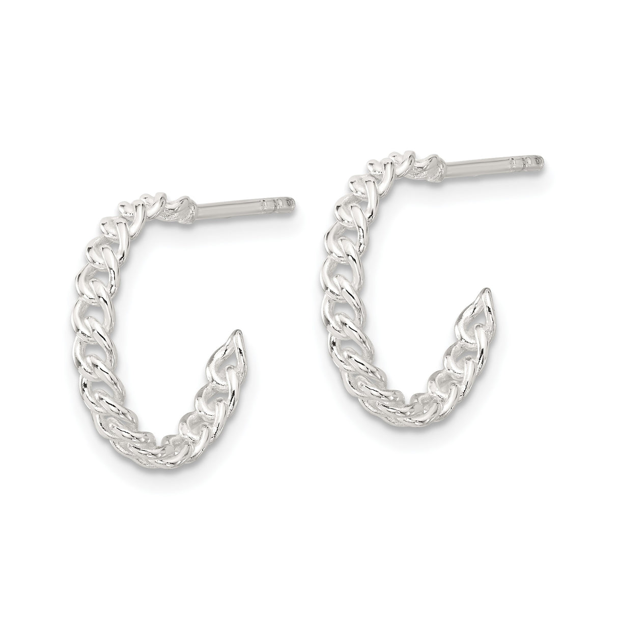 Sterling Silver Twisted Hoop Earrings, Half Circle Rope Style Studs, Minimalist Textured Design