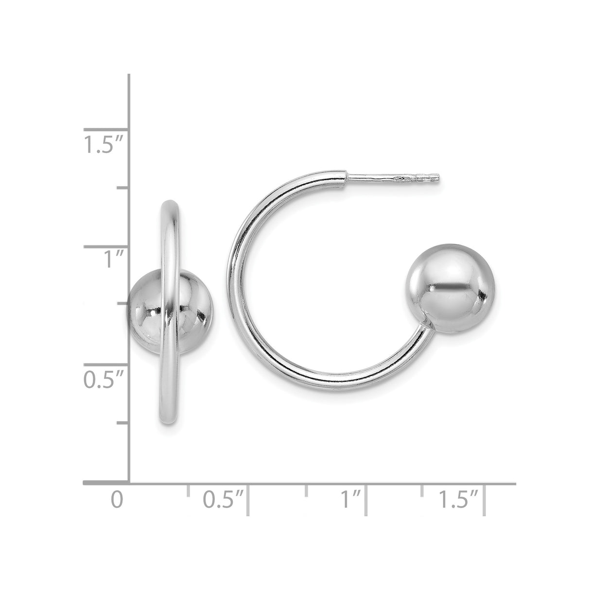 Sterling Silver Open Hoop Earrings with Polished Ball-End Design, Lightweight Modern Style