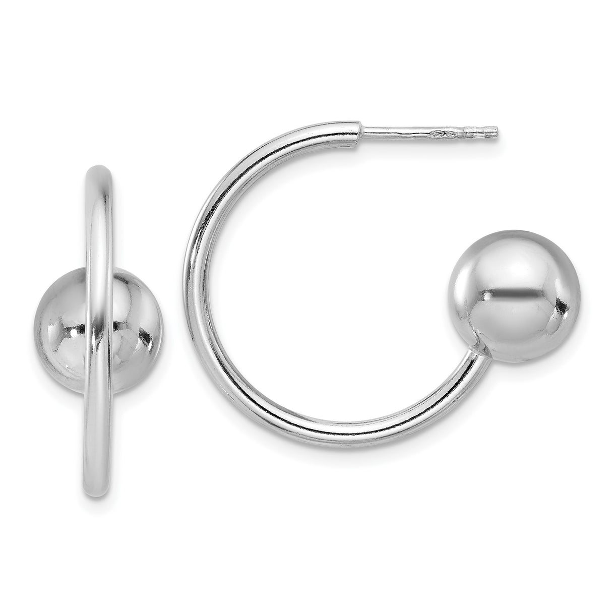 Sterling Silver Open Hoop Earrings with Polished Ball-End Design, Lightweight Modern Style