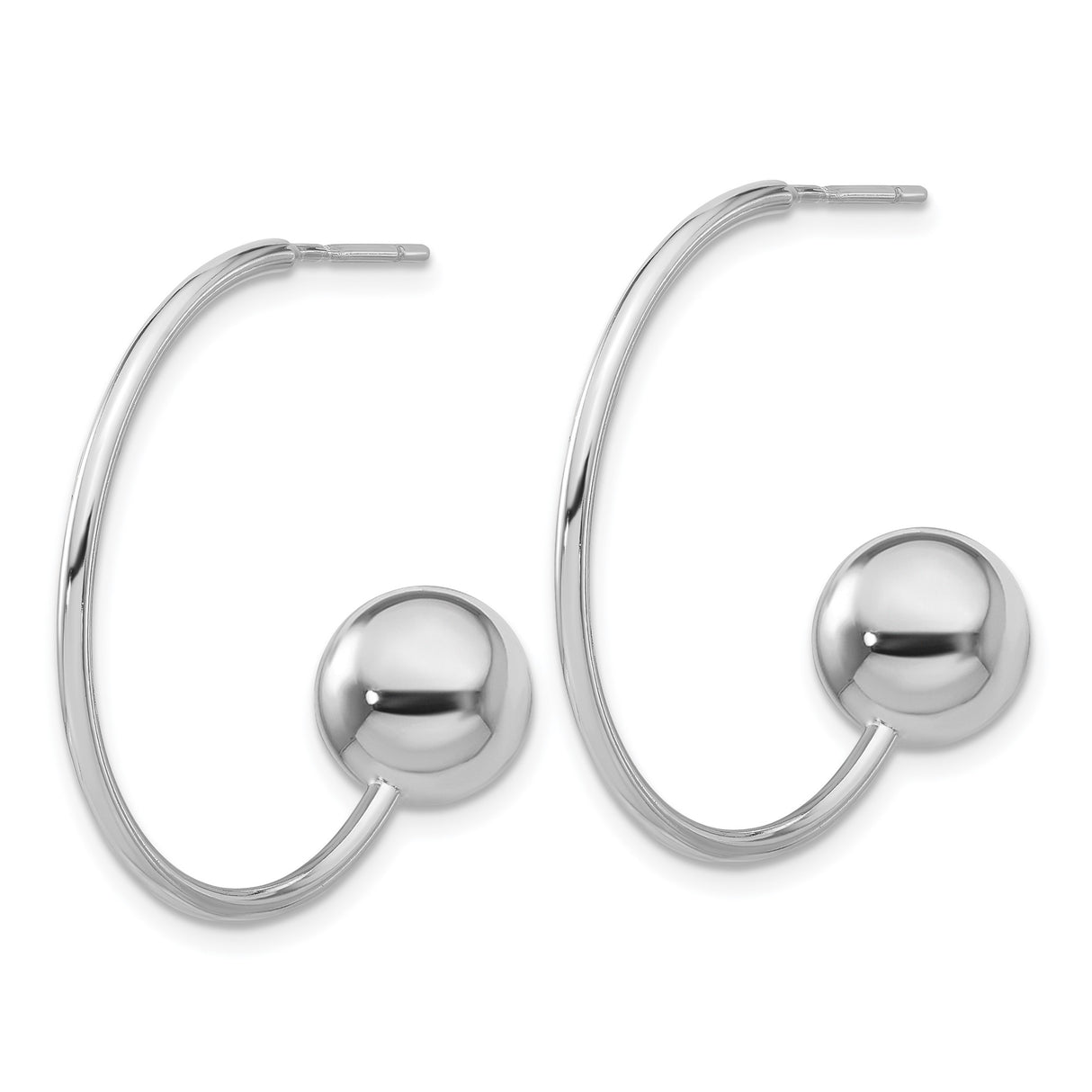 Sterling Silver Hoop Earrings with Open Circle Design and Polished Ball Ends