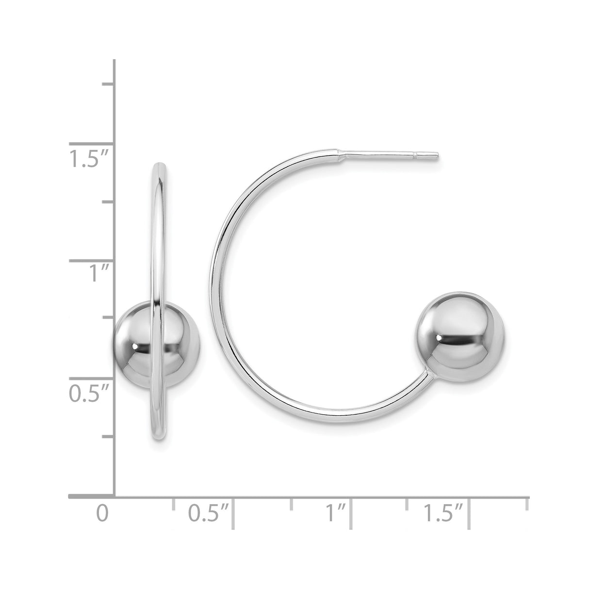 Sterling Silver Hoop Earrings with Open Circle Design and Polished Ball Ends