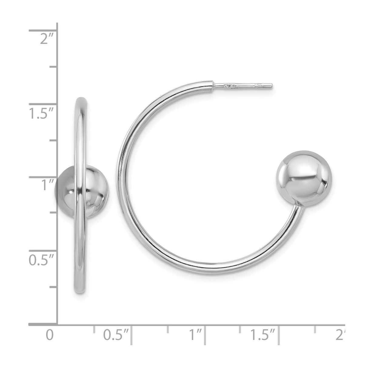 Sterling Silver Open Hoop Earrings with Polished Ball Ends, Minimalist Contemporary Design