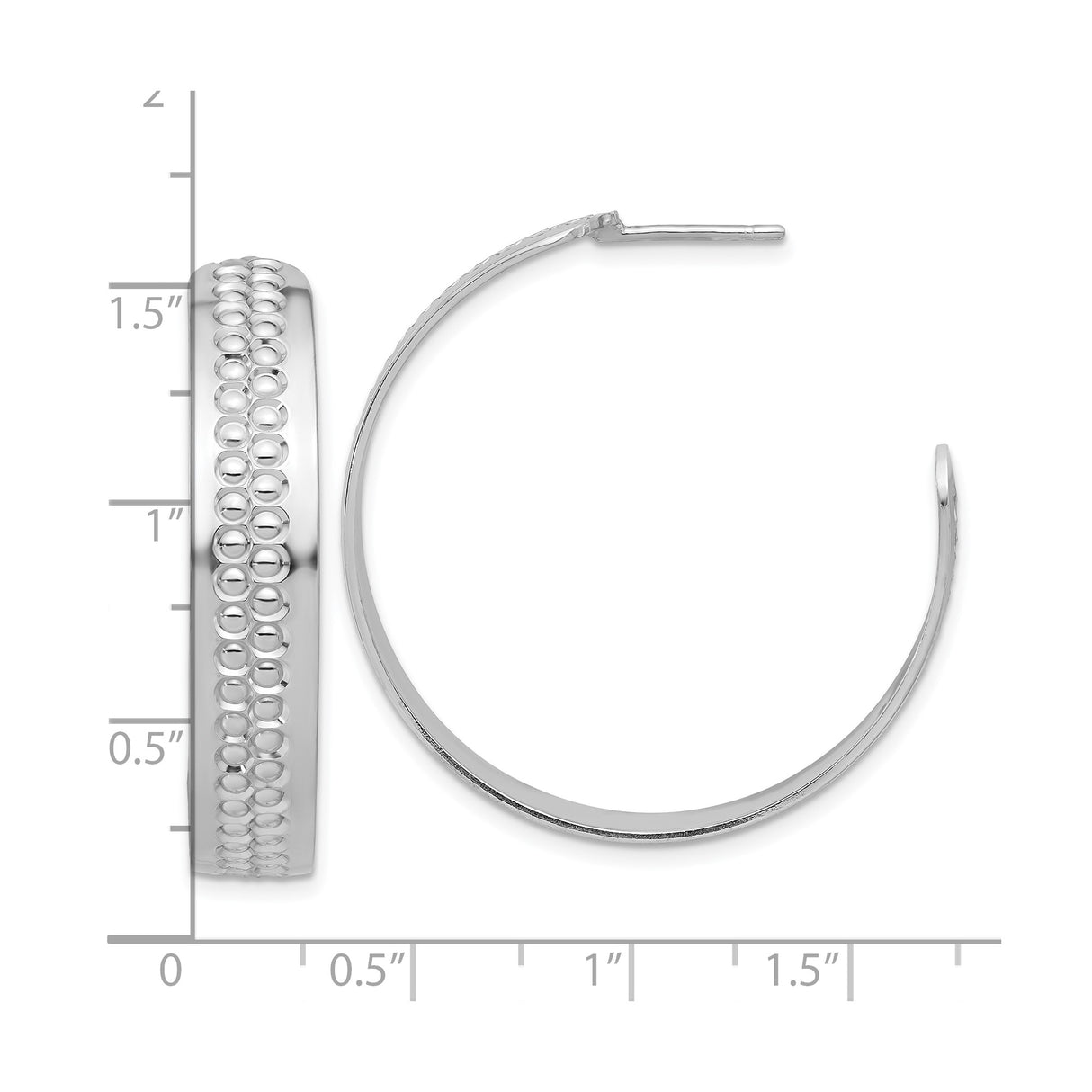 Sterling Silver Hoop Earrings, Textured Oval Cutout Design, Lightweight Modern Style