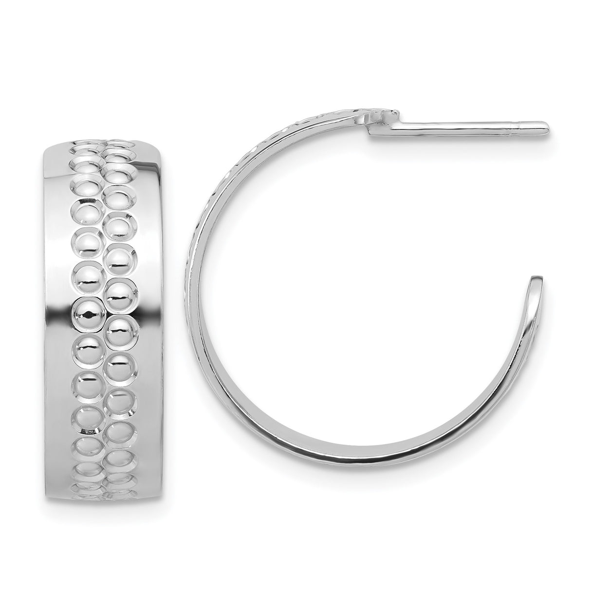 Sterling Silver Hoop Earrings with Polished Finish and Raised Bubble Texture