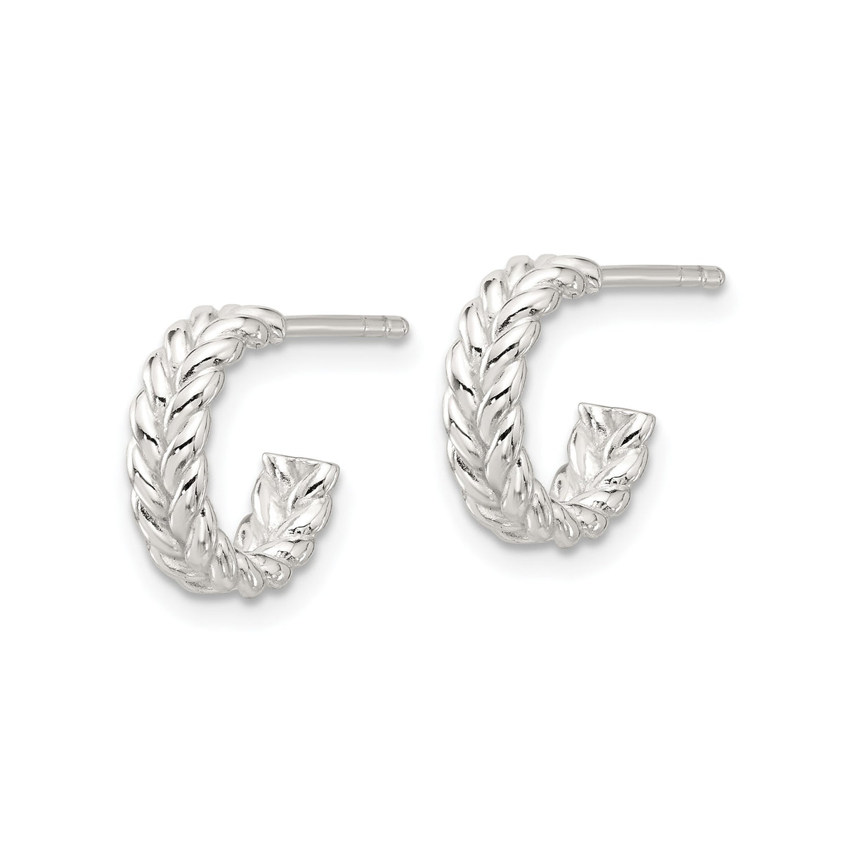Sterling Silver Braided Hoop Earrings with Twisted Rope Design and Polished Finish