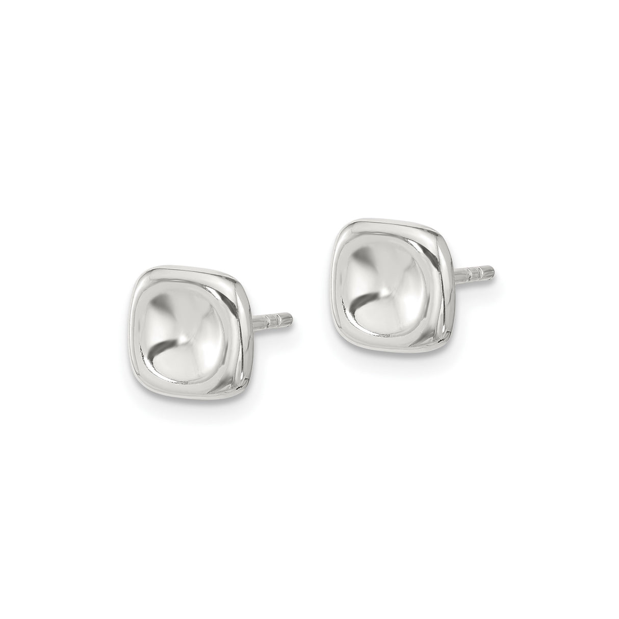 Sterling Silver Cushion Stud Earrings, Minimalist Square Design for Women