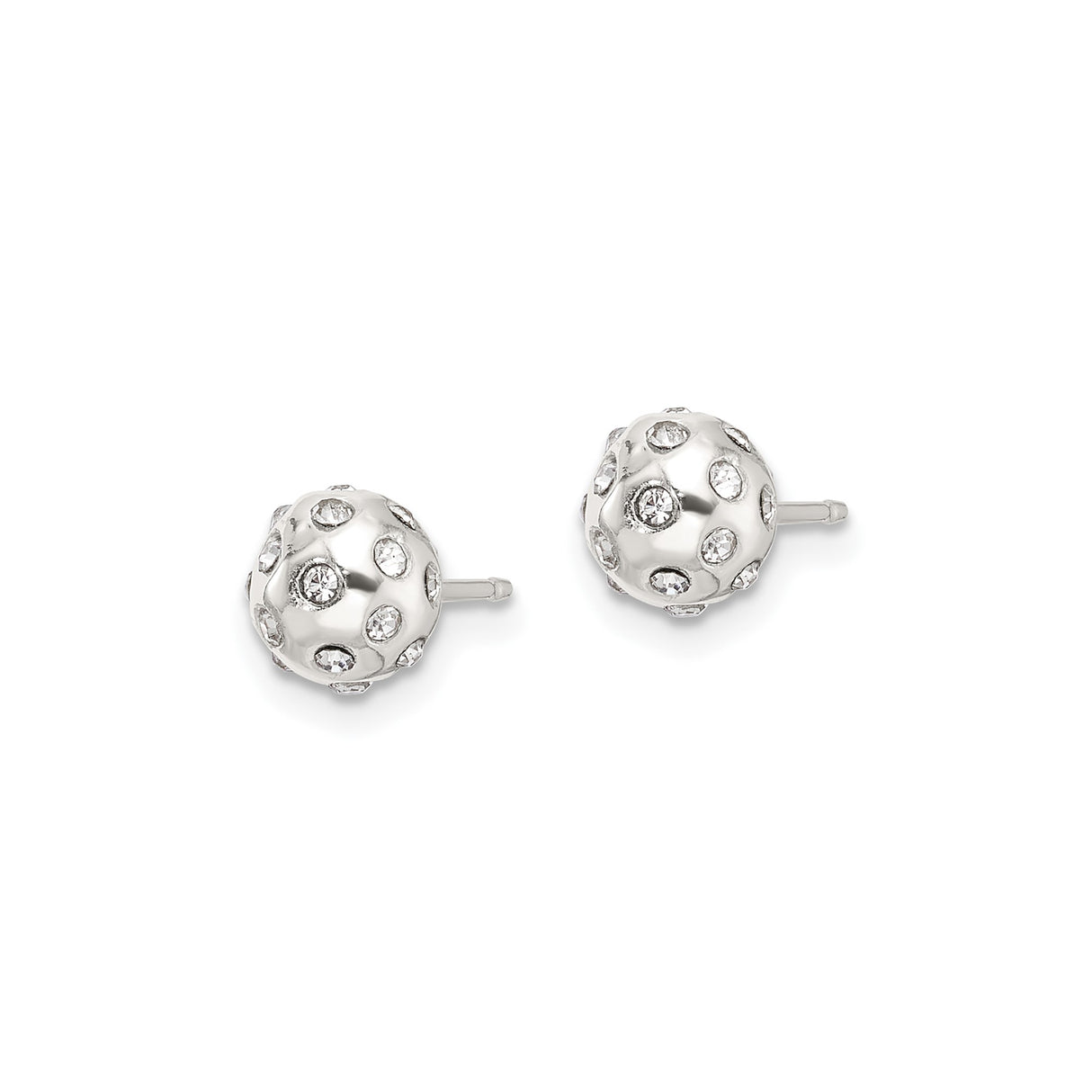 Sterling Silver Stud Earrings with Cubic Zirconia, Round Ball Shape, Minimalist Design, 4mm