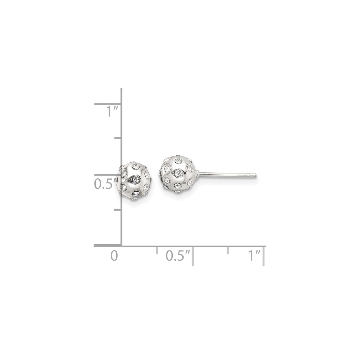 Sterling Silver Stud Earrings with Cubic Zirconia, Round Ball Shape, Minimalist Design, 4mm