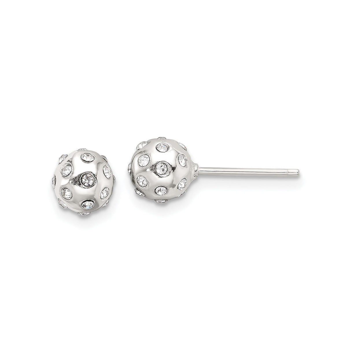 Sterling Silver Stud Earrings with Cubic Zirconia, Round Ball Shape, Minimalist Design, 4mm