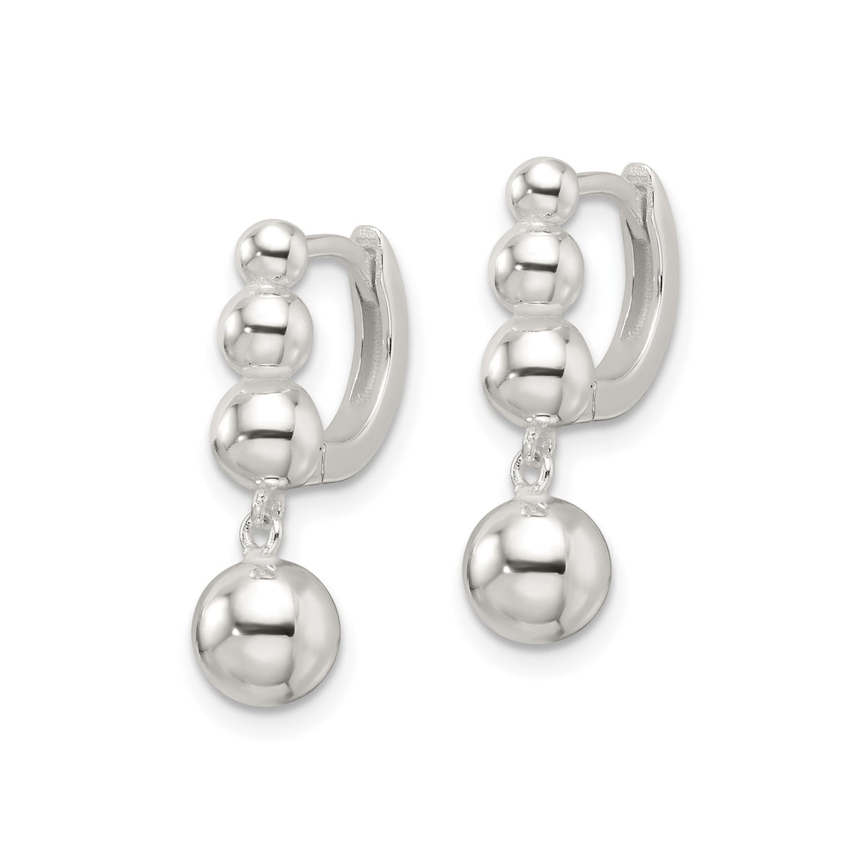 Sterling Silver Dangle Earrings with Triple Ball Beaded Drop and Leverback Closure for Women