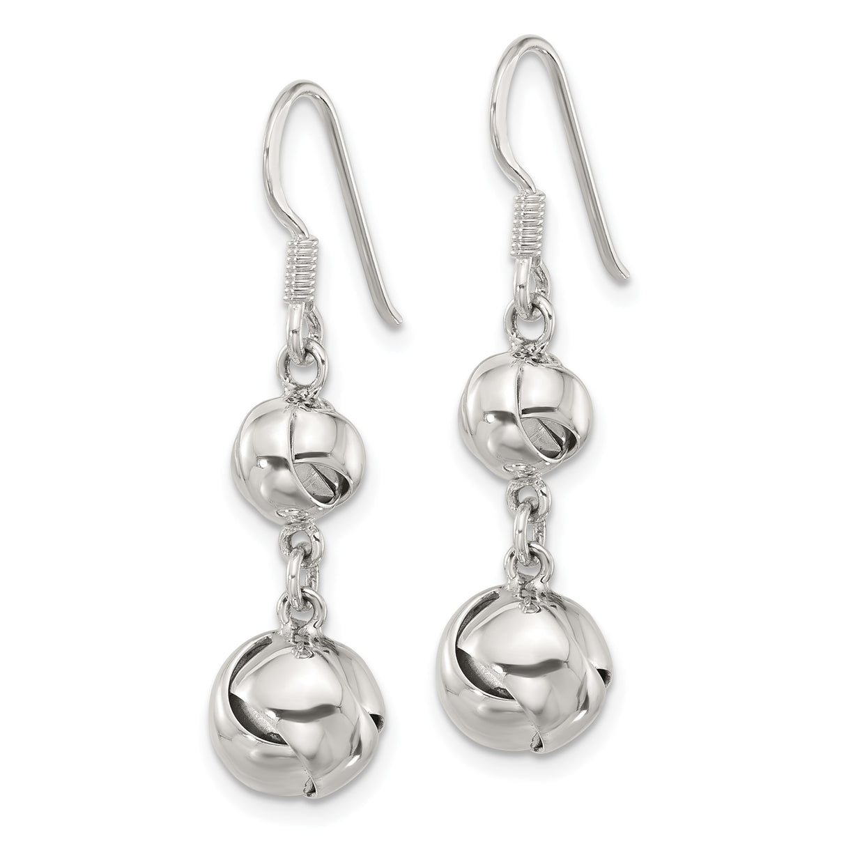 Sterling Silver Dangle Earrings with Cubic Zirconia, Double Knot and Twist Design