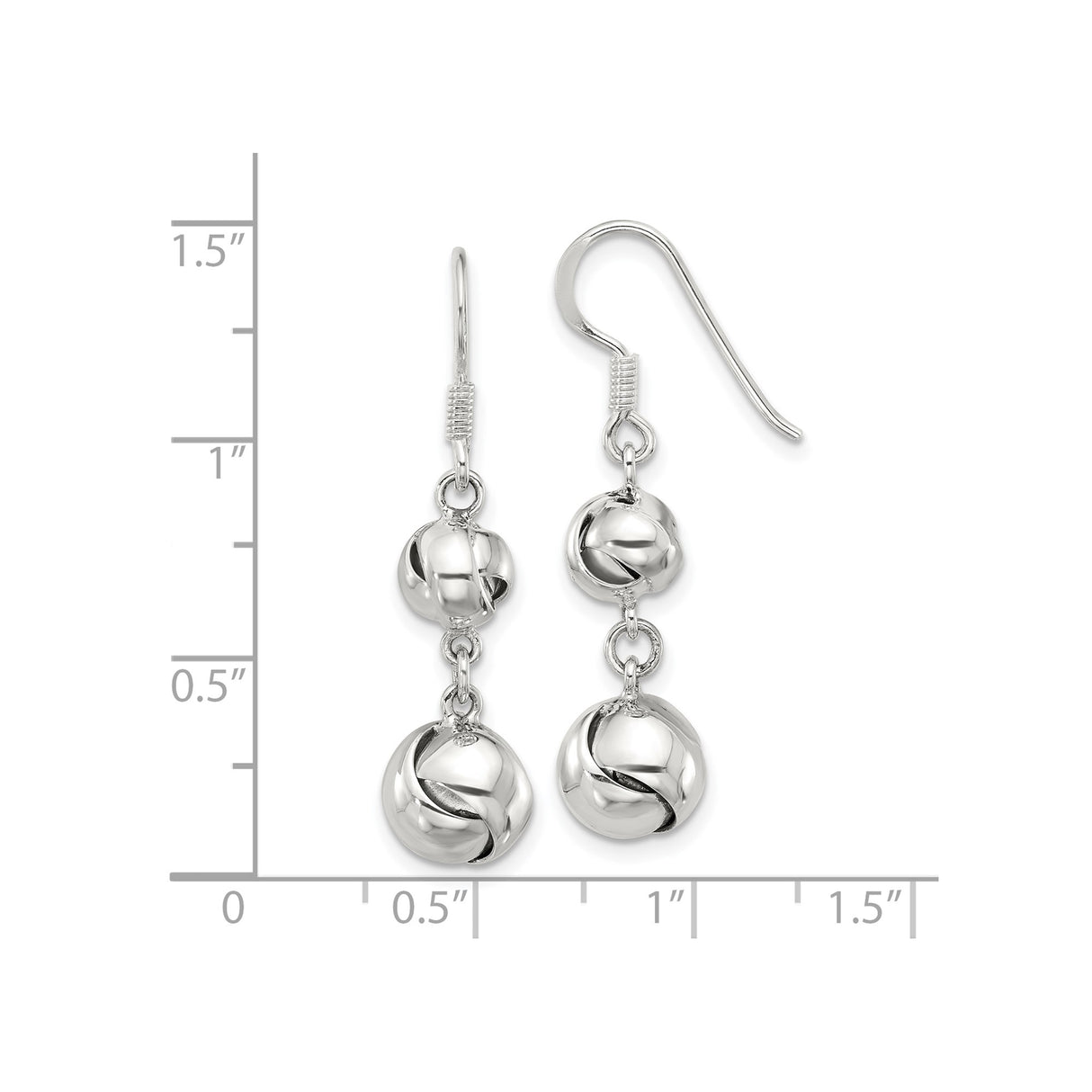 Sterling Silver Dangle Earrings with Cubic Zirconia, Double Knot and Twist Design