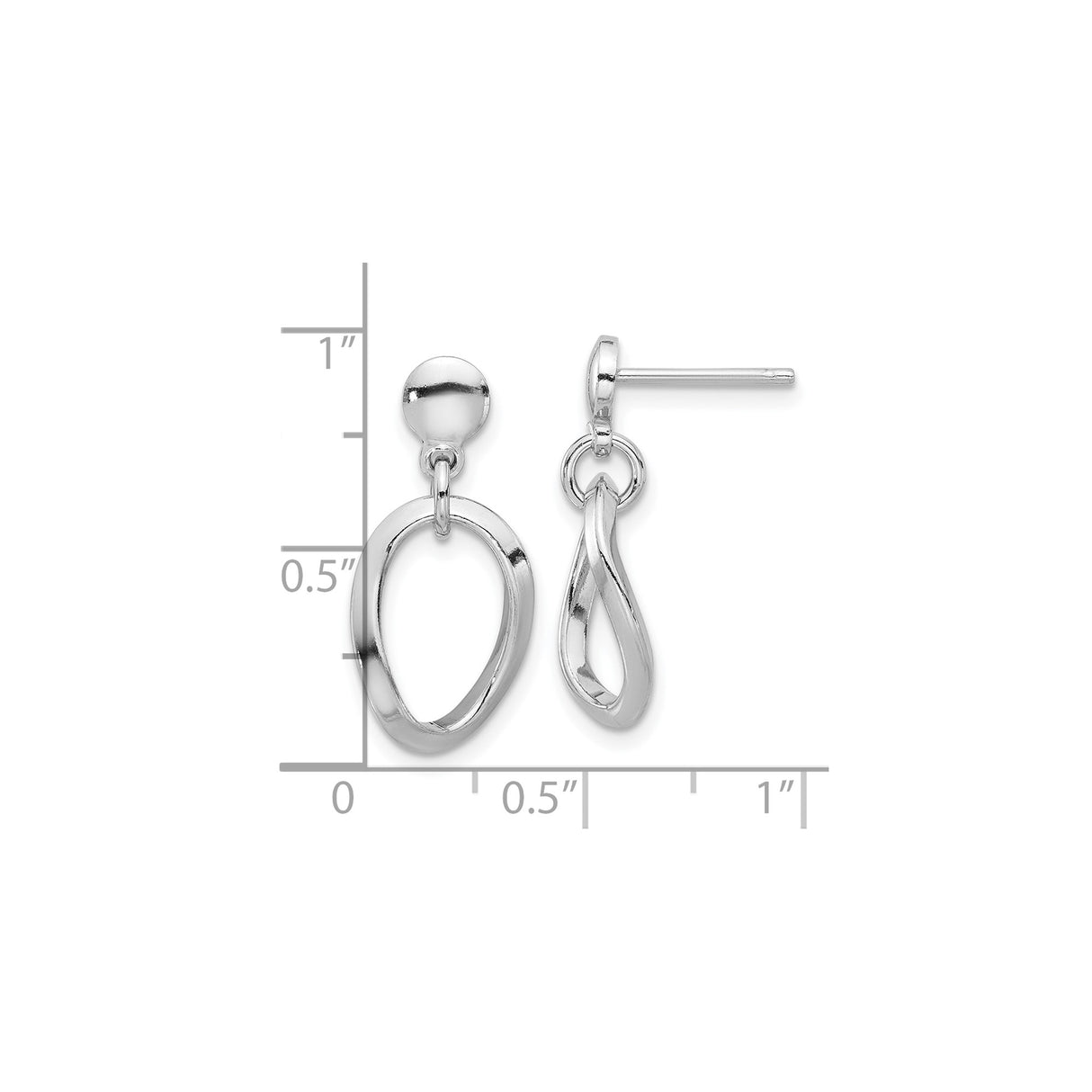 Sterling Silver Drop Dangle Earrings with Twisted Oval and Teardrop Shapes, Minimalist Modern Style