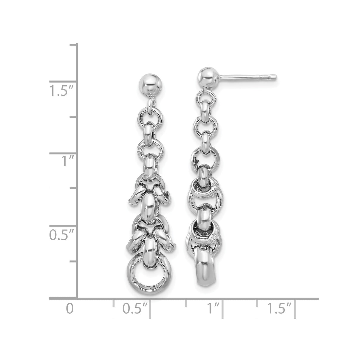 Sterling Silver Dangle Earrings with Long Cascading Chain Link Design, Modern Minimalist Style