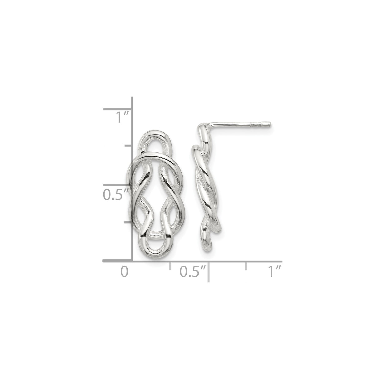 Sterling Silver Infinity Knot Earrings with Twisted Loop Design
