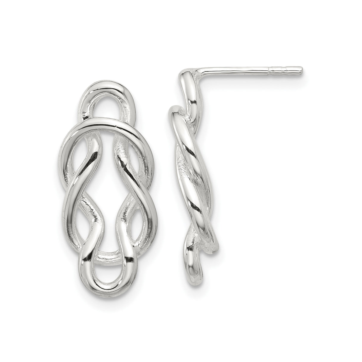 Sterling Silver Infinity Knot Earrings with Twisted Loop Design