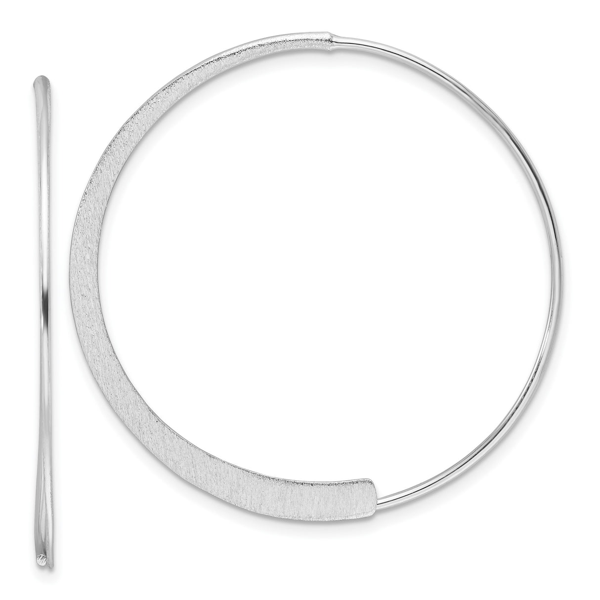 Sterling Silver Hoop Earrings with Brushed and Polished Finish, Modern Minimalist Style