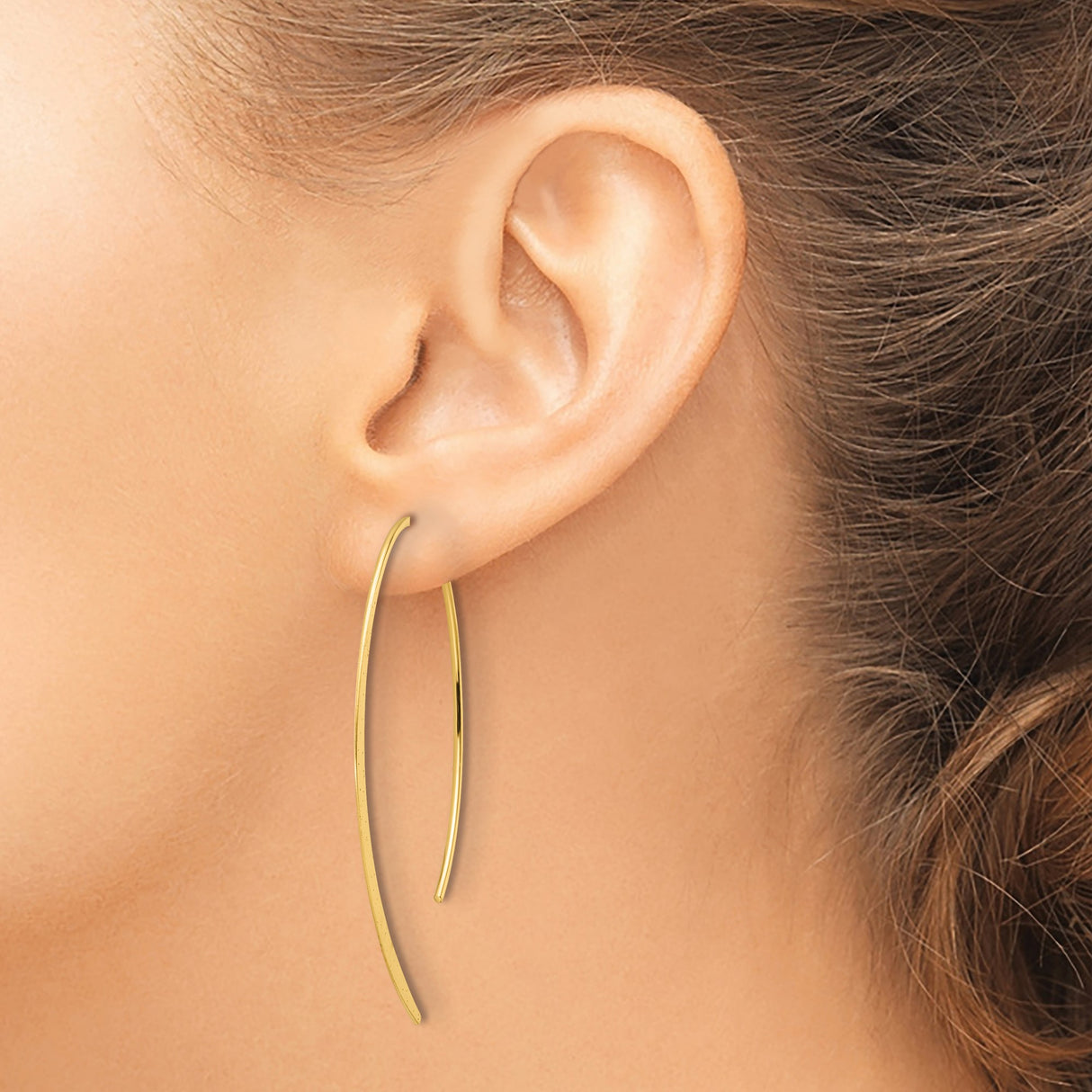 Sterling Silver Threader Earrings, Minimalist Curved Bar Design, Lightweight Modern Style for Women