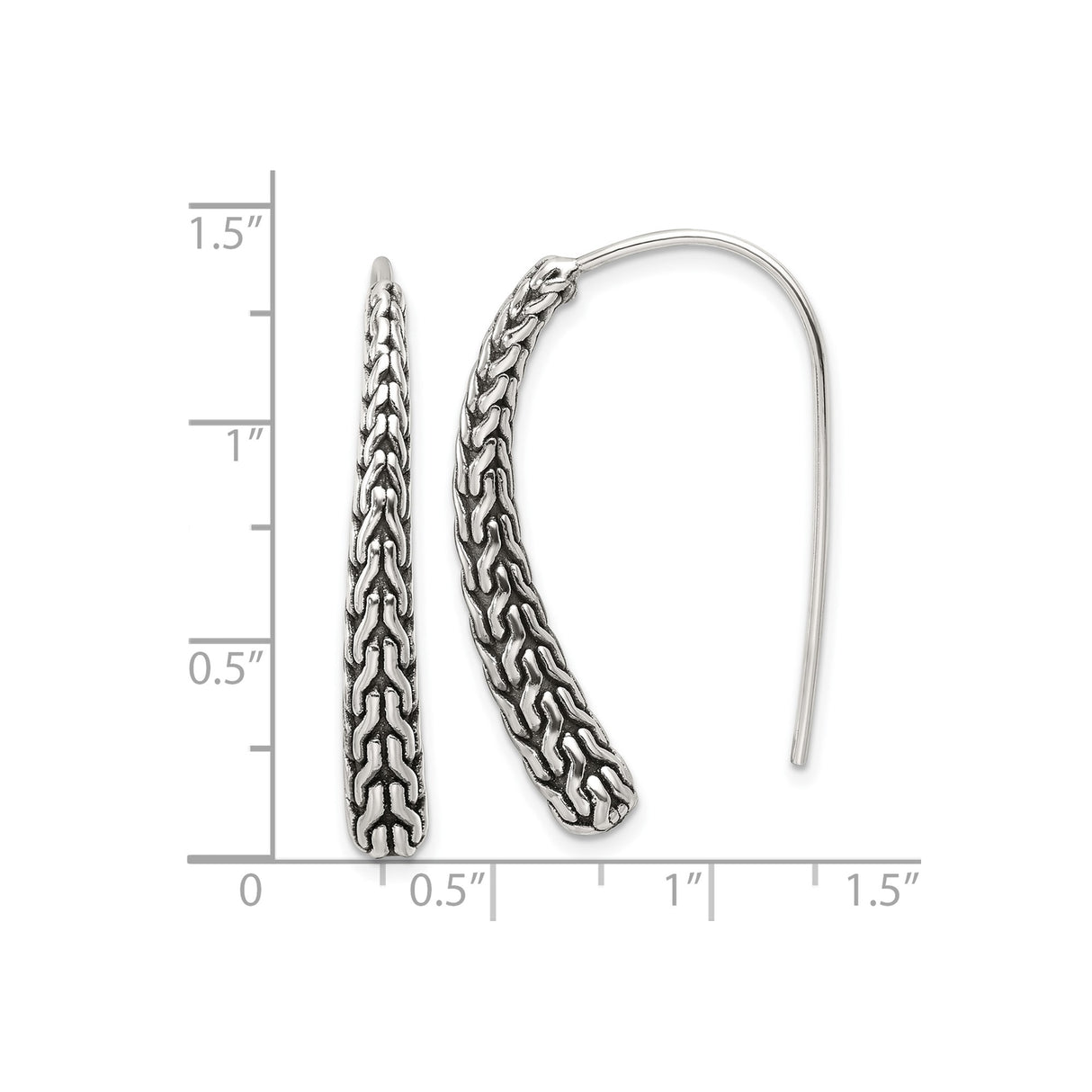 Sterling Silver Drop Earrings with Braided Chain Design and Oxidized Finish for Women