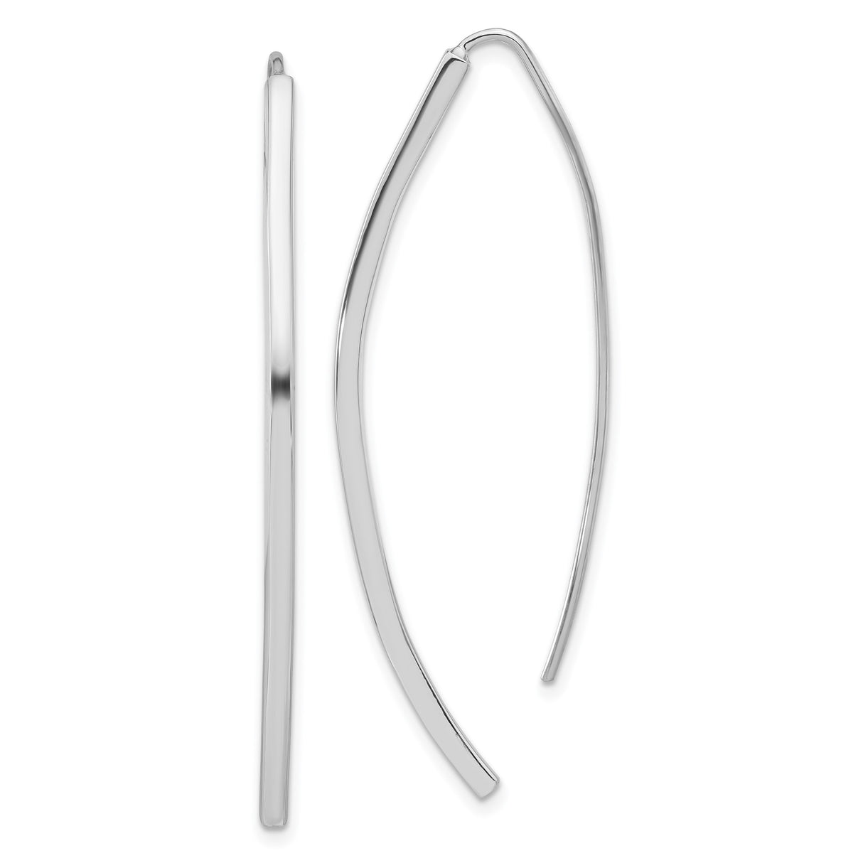 Sterling Silver Threader Earrings with Sleek Curved Bar Design, Minimalist Drop Style for Women