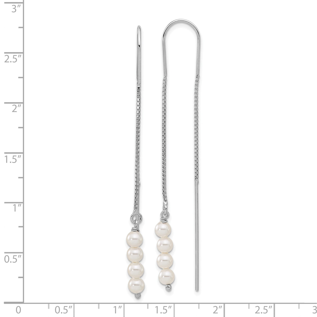 Sterling Silver Threader Earrings with Cubic Zirconia and Freshwater Pearls, Modern Drop Style
