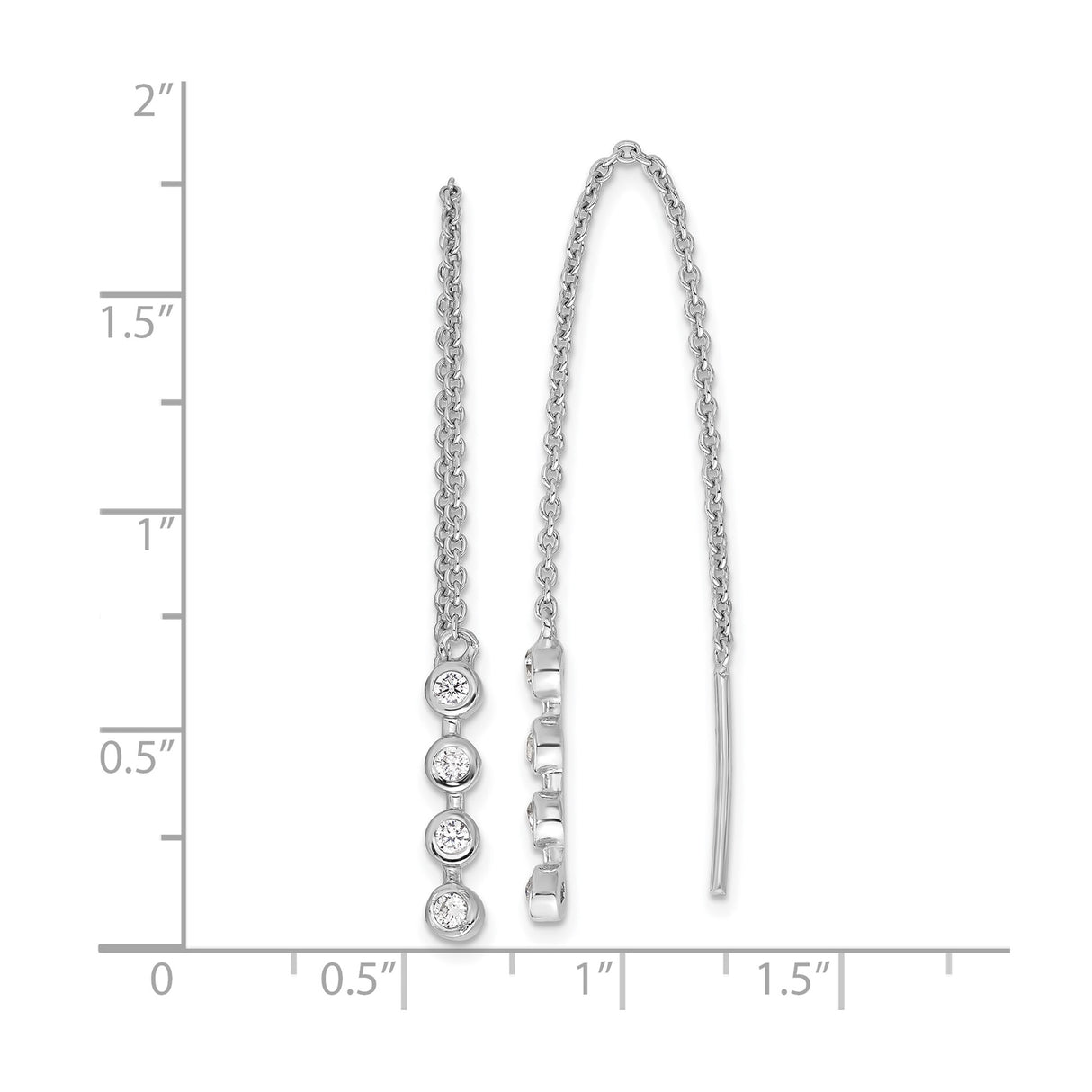 Sterling Silver Threader Earrings with Cubic Zirconia, Minimalist Linear Drop Design