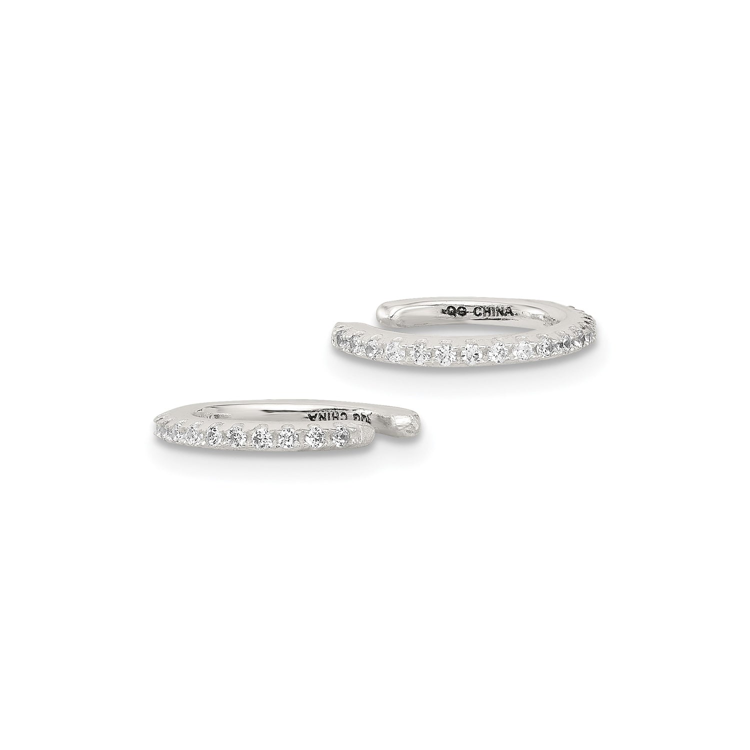 Sterling Silver Ear Cuff with Cubic Zirconia, Sleek Curved Minimalist Design, No Piercing Required