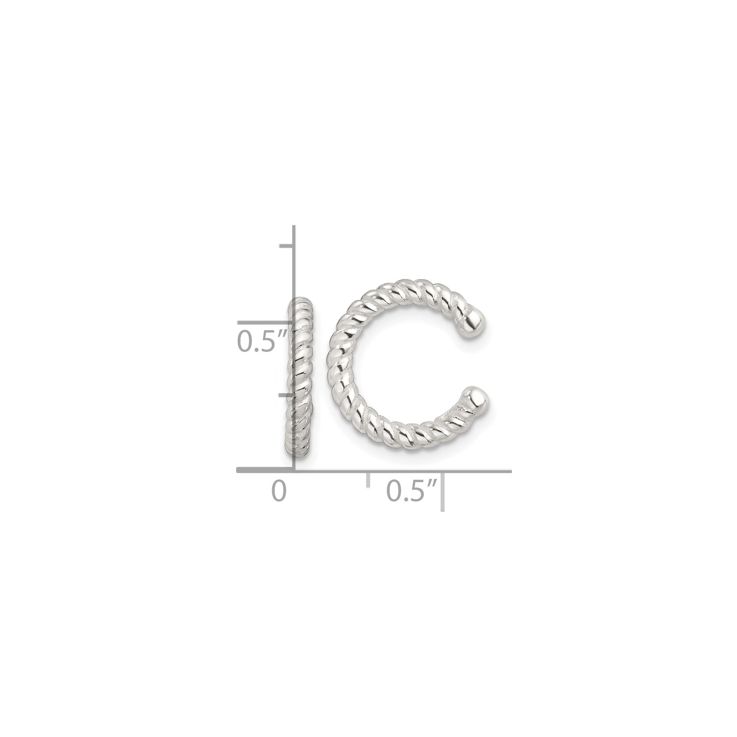 Sterling Silver Ear Cuff with Twisted Rope Design, Minimalist Modern Style