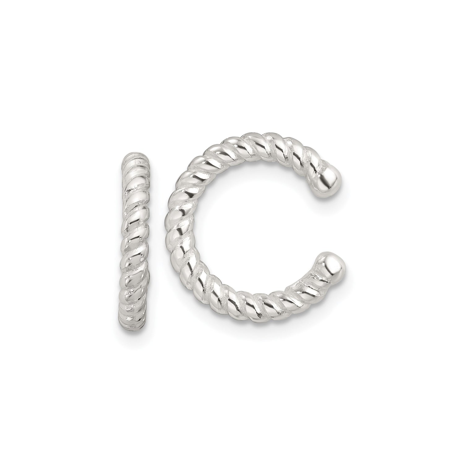Sterling Silver Ear Cuff with Twisted Rope Design, Minimalist Modern Style