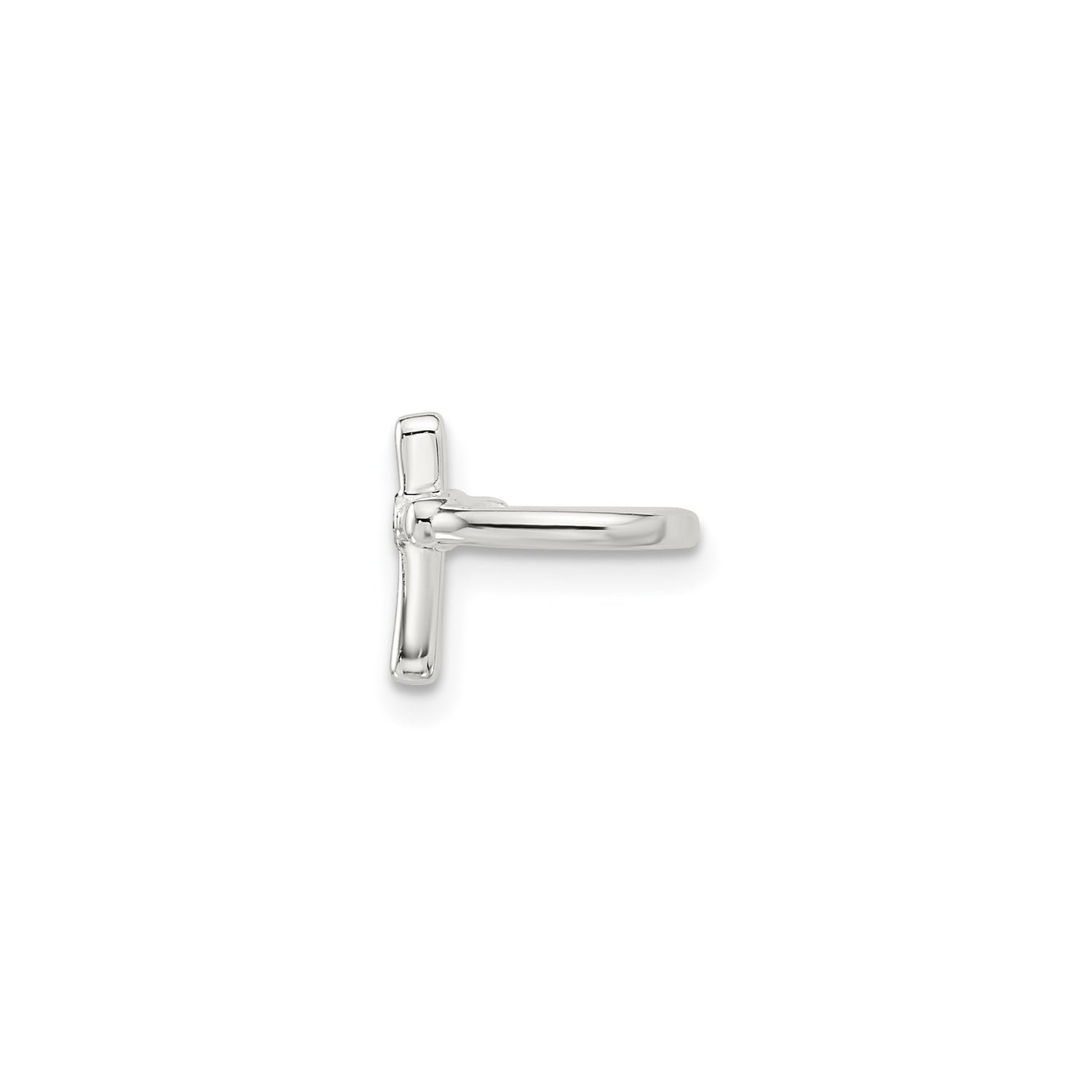 Sterling Silver Cross Pendant with Cubic Zirconia, Polished Minimalist Religious Charm