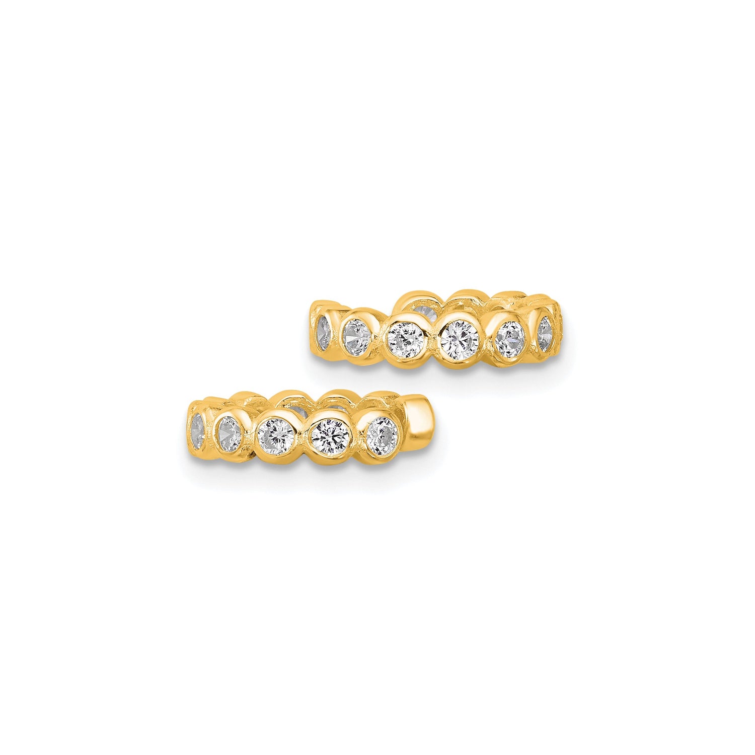 Sterling Silver Ear Cuff Earrings with Cubic Zirconia, Gold Plated Textured Open Design