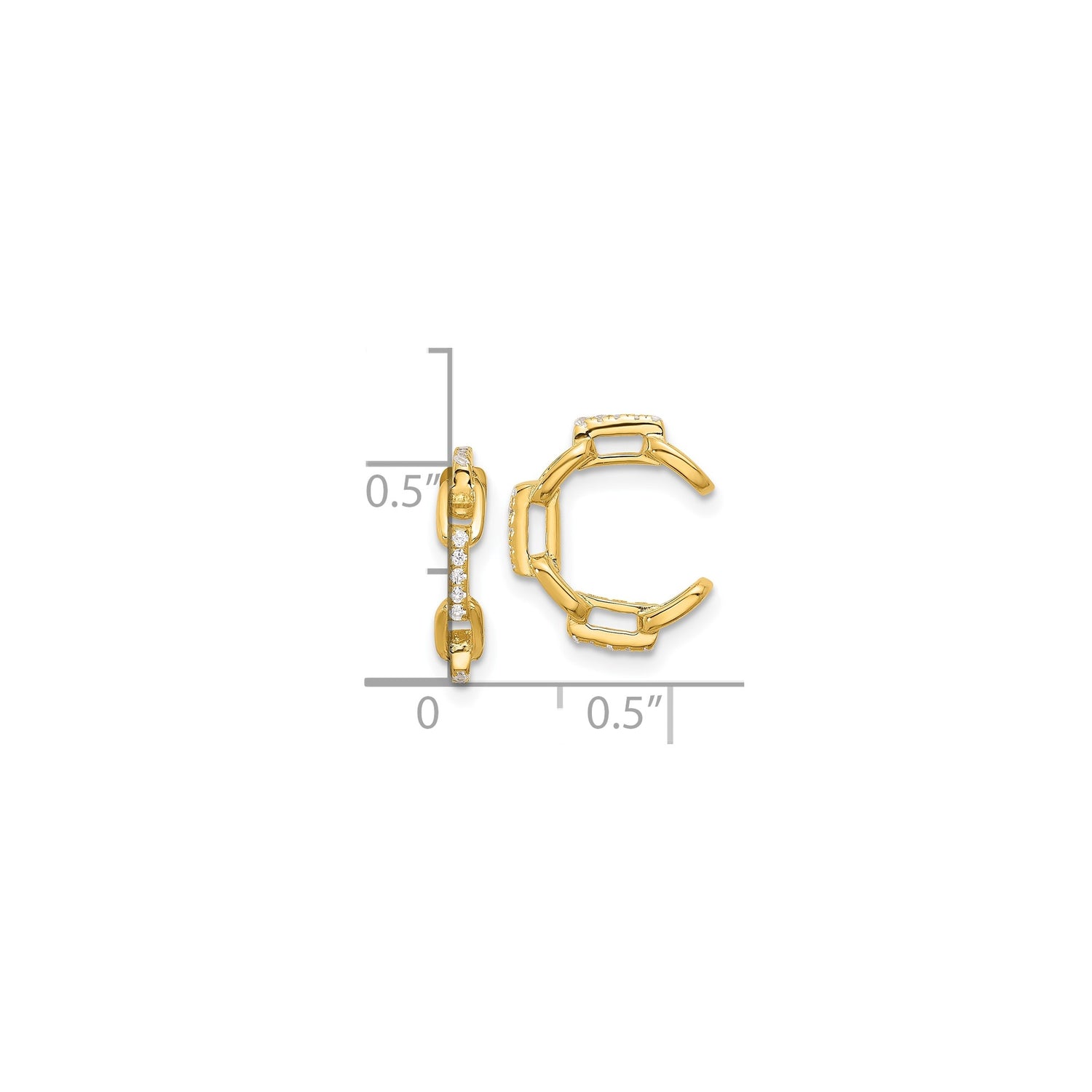 Sterling Silver Hoop Earrings with Cubic Zirconia, Modern Chain Link Design for Women