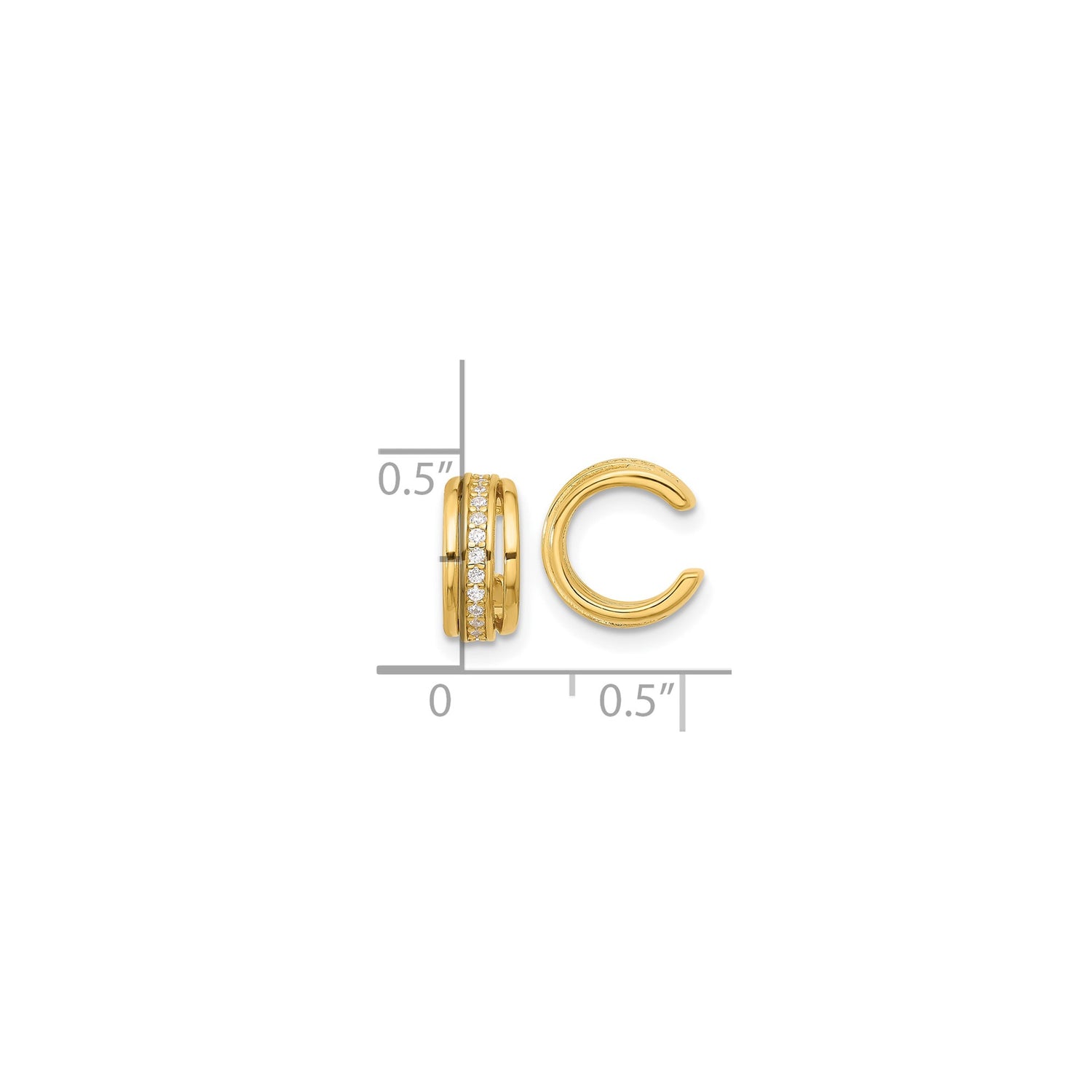 Sterling Silver Gold Plated Ear Cuffs with Cubic Zirconia, Modern Minimalist Unisex Earrings