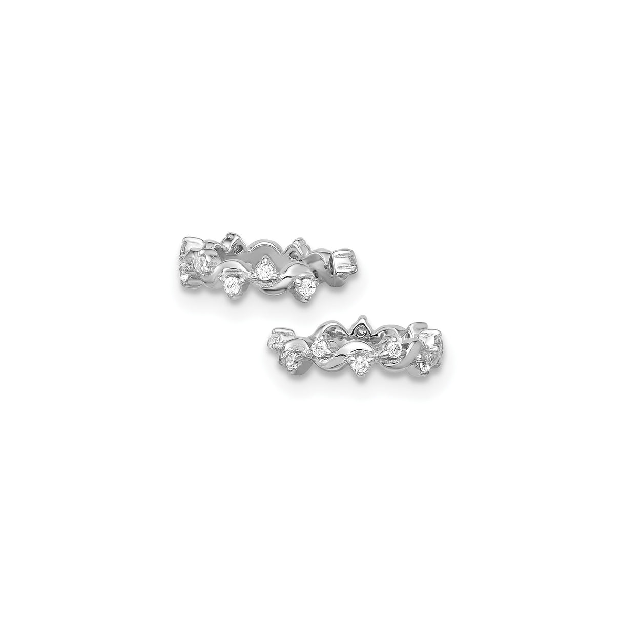 Sterling Silver Hoop Earrings with Cubic Zirconia, Twisted Scroll and Baguette Design