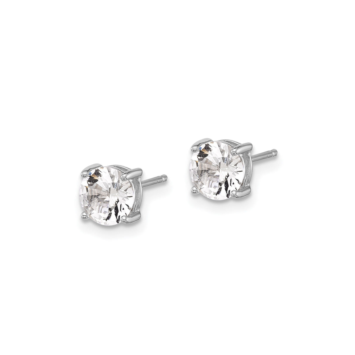 Sterling Silver Stud Earrings with Created Sapphire in Classic 4-Prong Setting