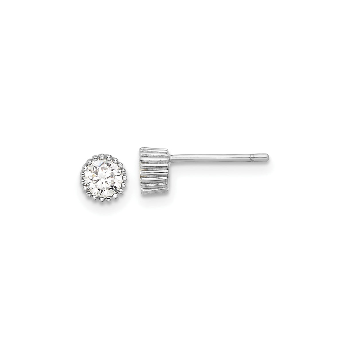 Sterling Silver Halo Stud Earrings with Round Cut Cubic Zirconia Center