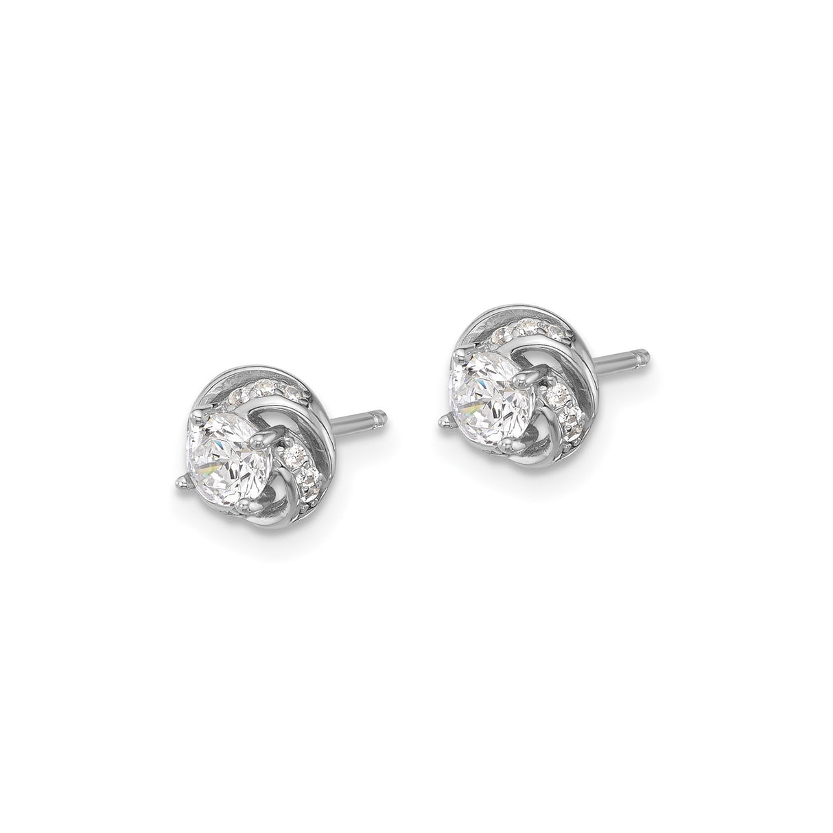 Sterling Silver Stud Earrings with Cubic Zirconia, Twisted Knot and Pavé Accents