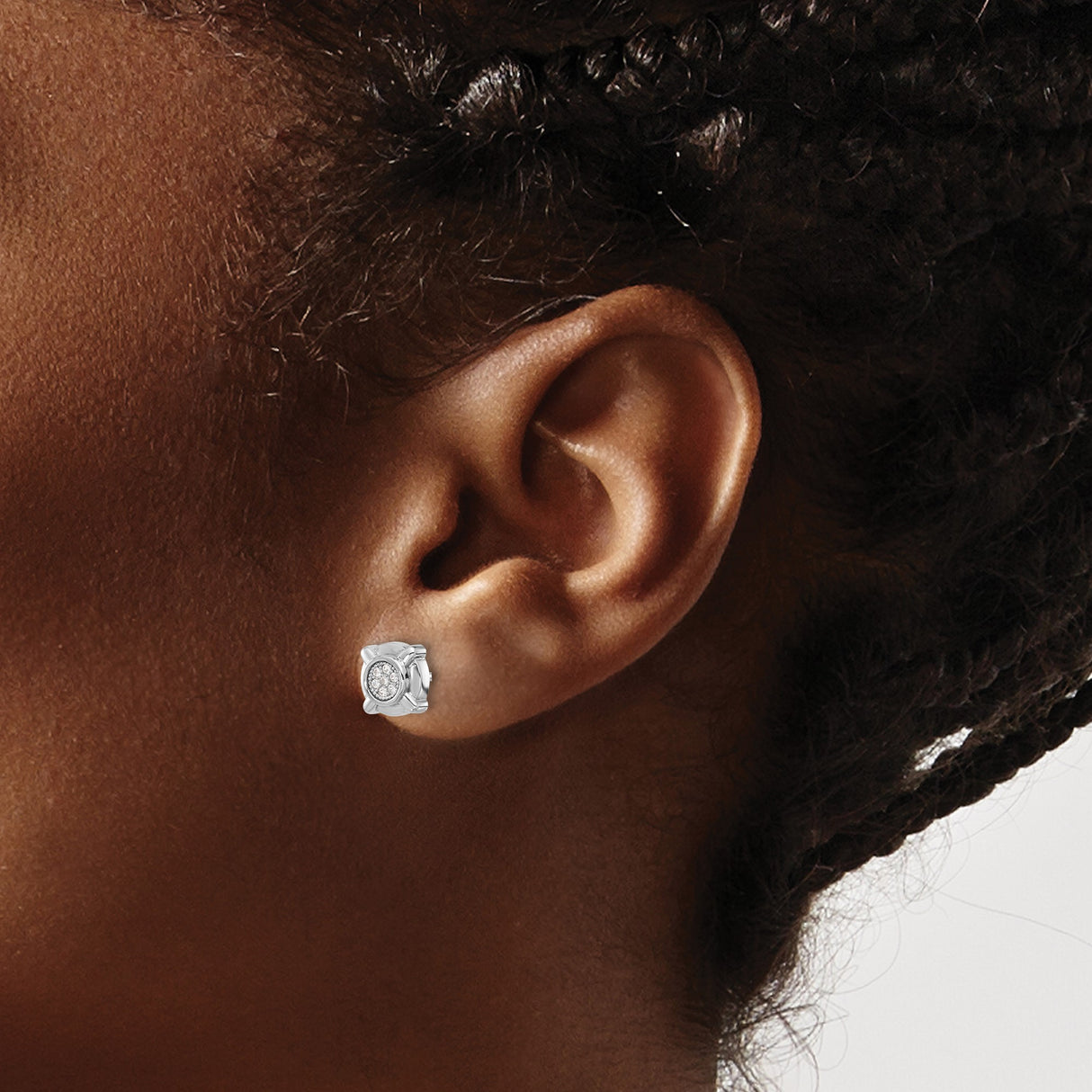 Sterling Silver Stud Earrings with Cubic Zirconia, Cluster Floral Design for Women