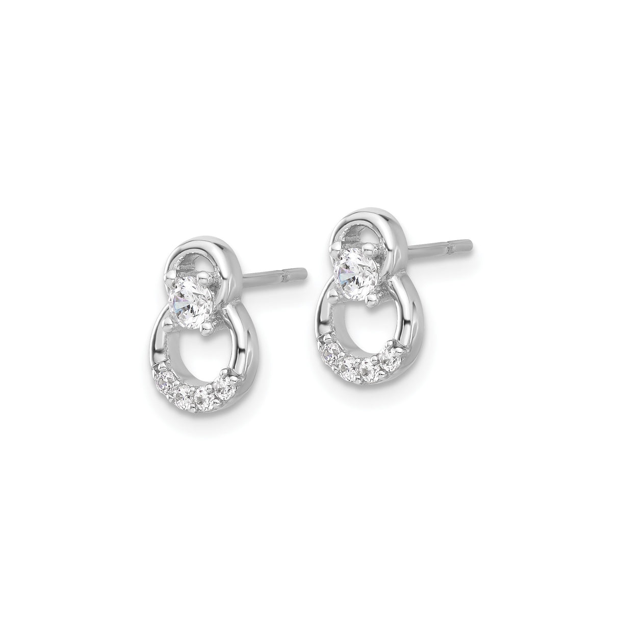 Sterling Silver Stud Earrings with Cubic Zirconia, Infinity Loop Design