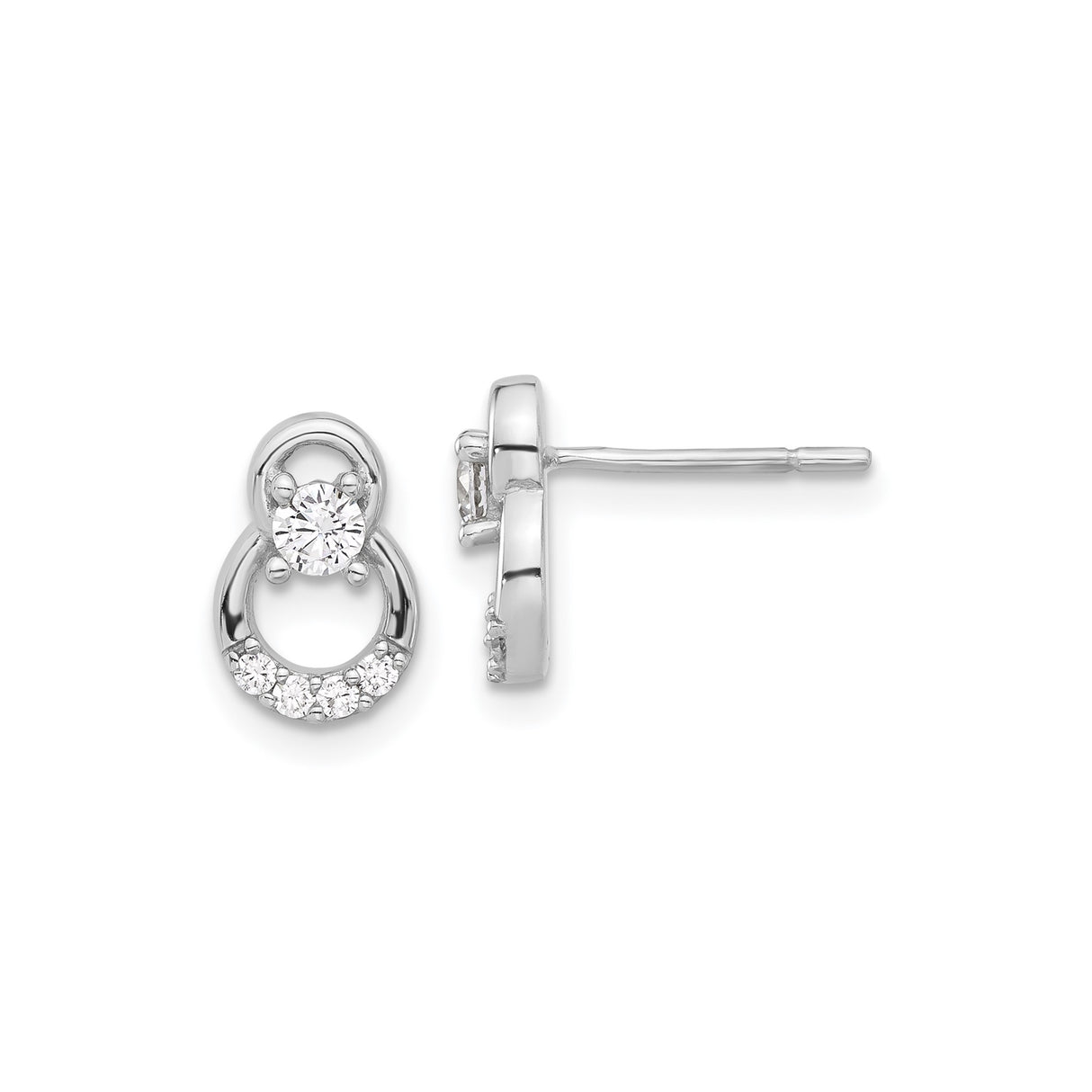 Sterling Silver Stud Earrings with Cubic Zirconia, Infinity Loop Design