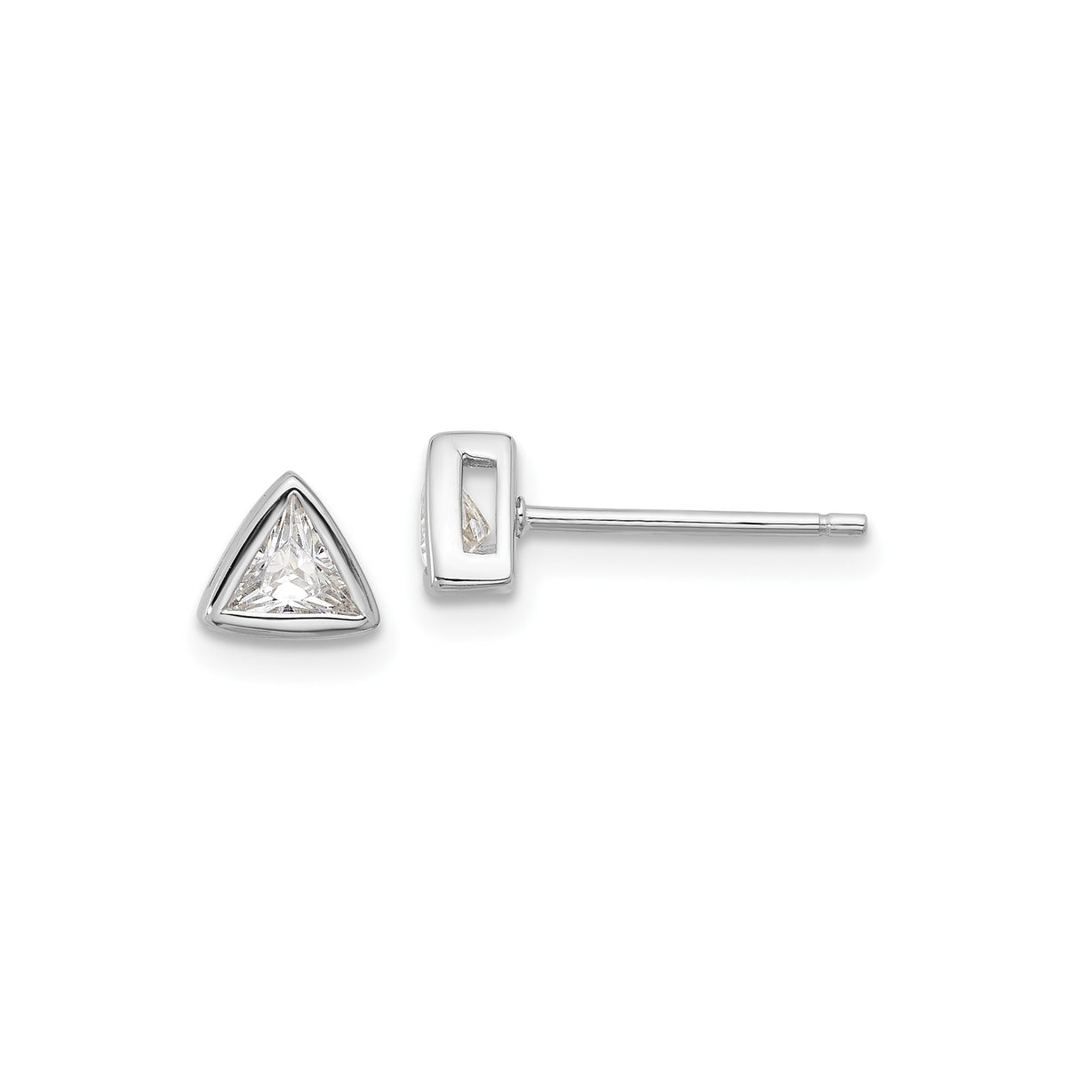 Sterling Silver Triangle Stud Earrings with Cubic Zirconia, Minimalist Geometric Design for Women