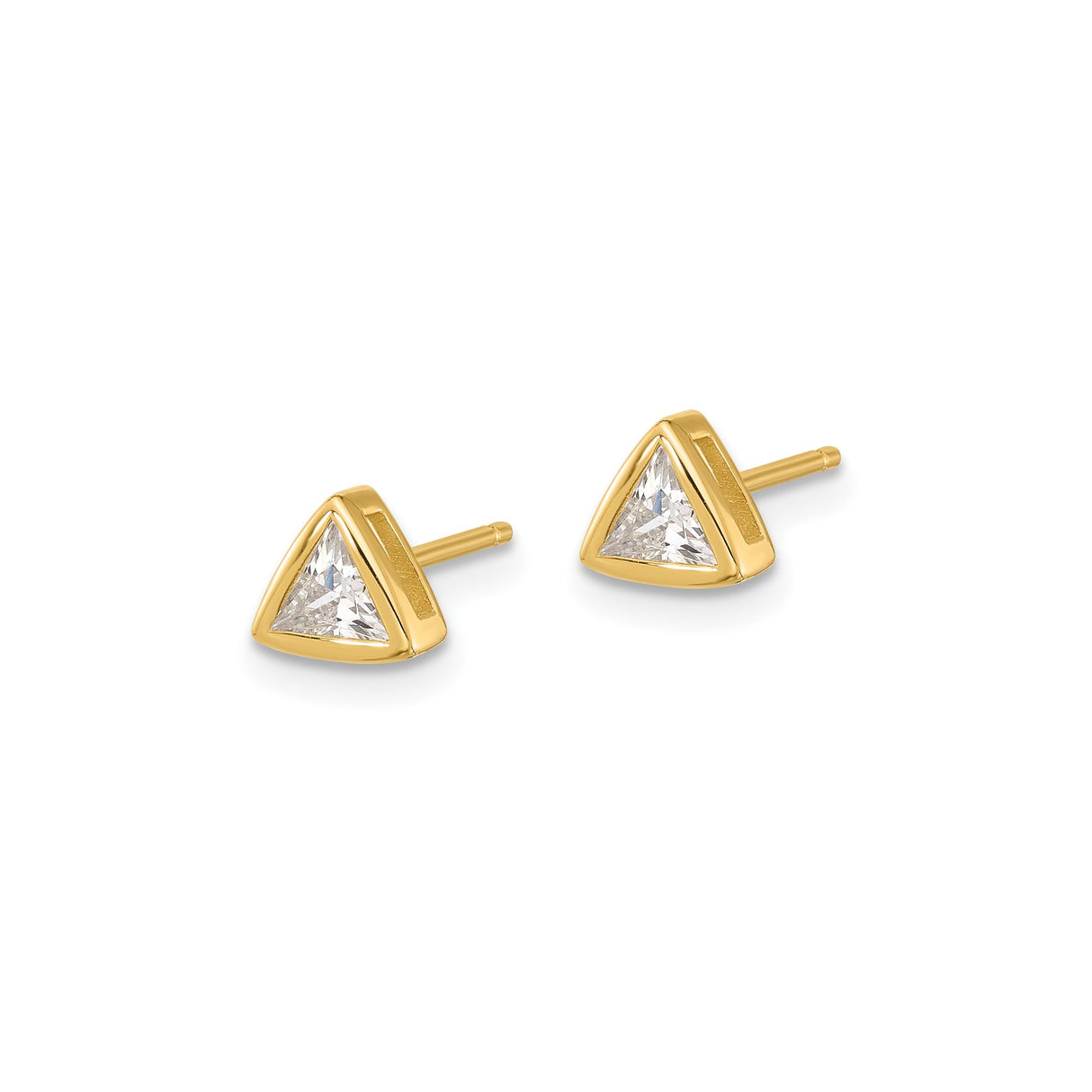Sterling Silver Triangle Cut Stud Earrings with Cubic Zirconia, Minimalist Geometric Style