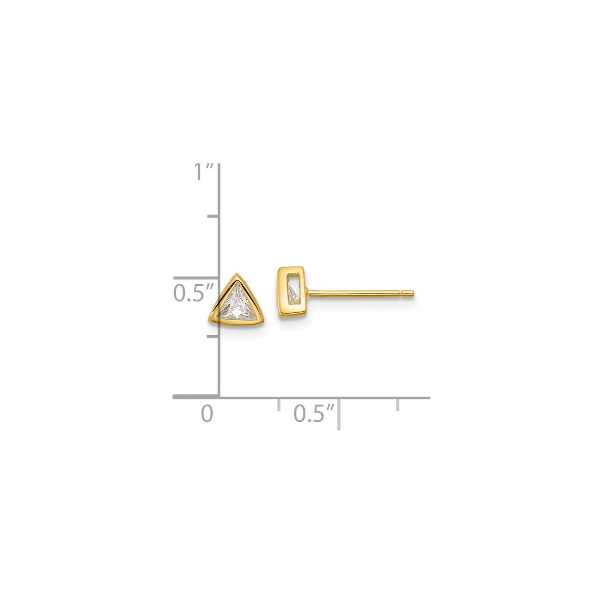 Sterling Silver Triangle Cut Stud Earrings with Cubic Zirconia, Minimalist Geometric Style