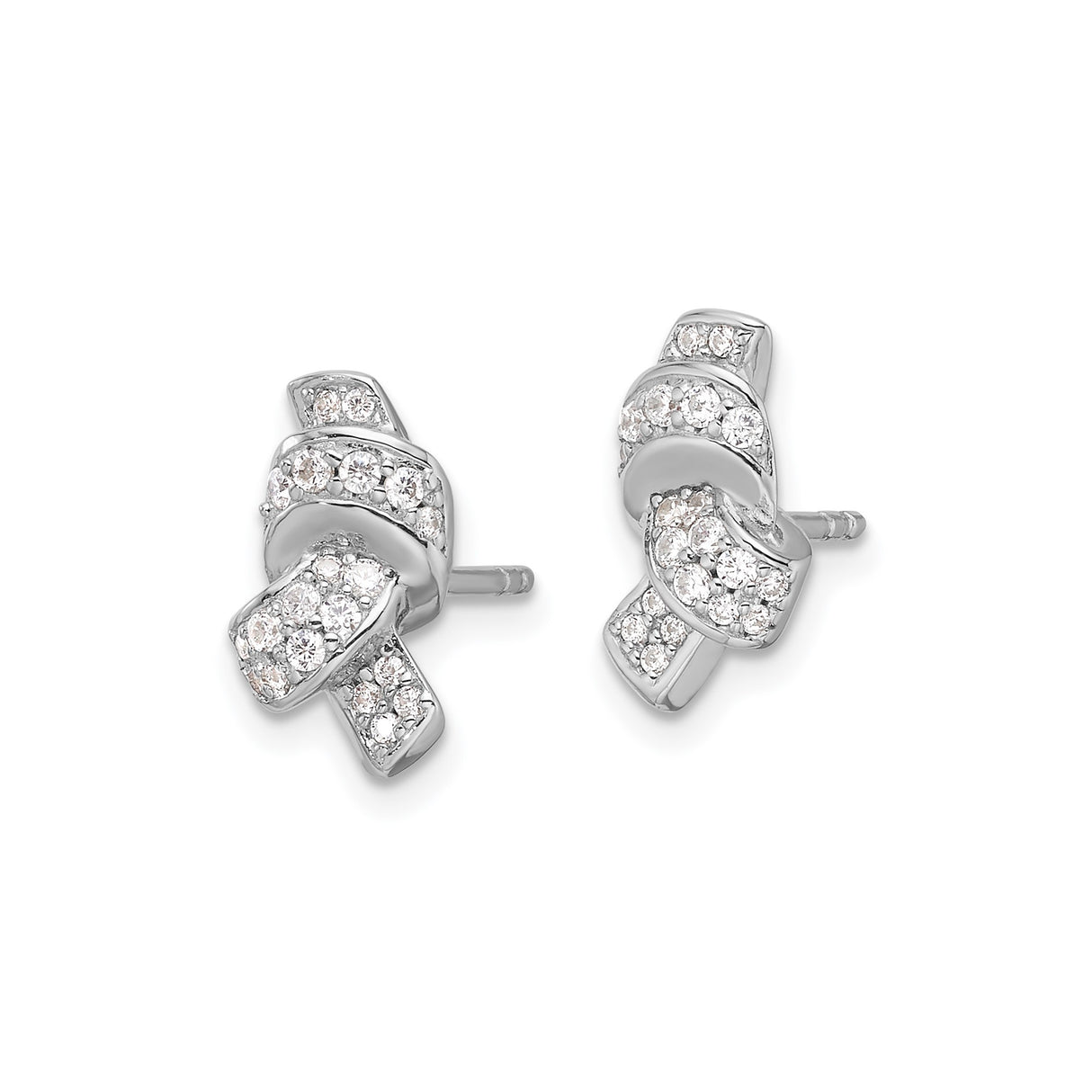 Sterling Silver Knot Stud Earrings with Cubic Zirconia, Twisted Love Knot Design