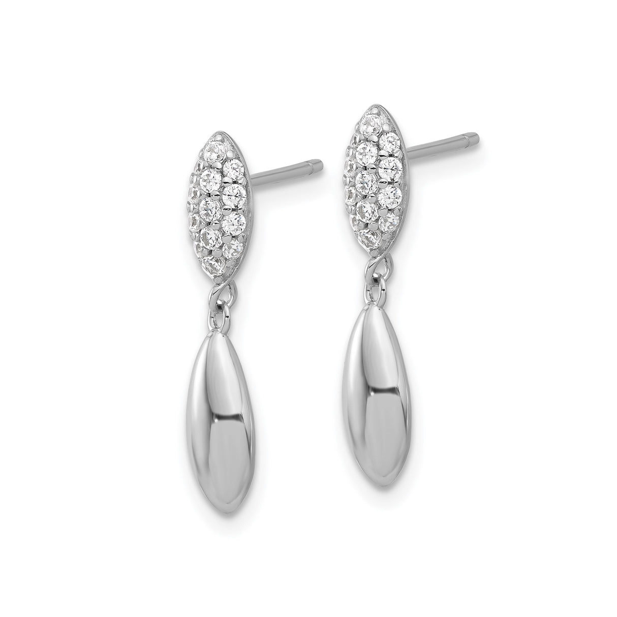 Sterling Silver Drop Dangle Earrings with Cubic Zirconia, Marquise Stud and Teardrop Design