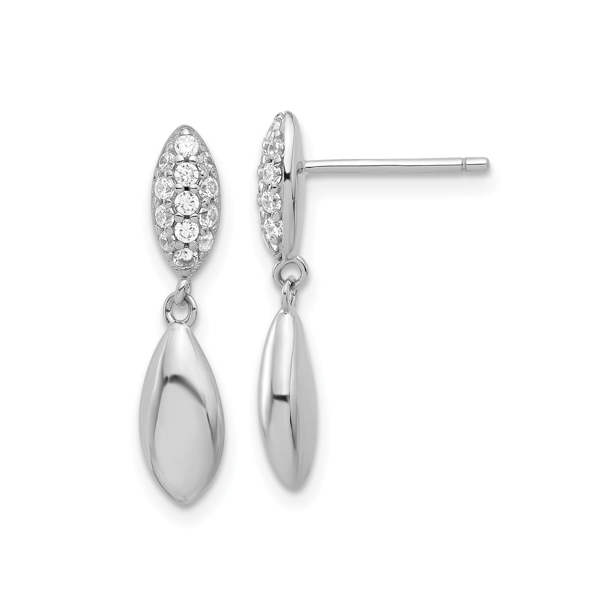 Sterling Silver Drop Dangle Earrings with Cubic Zirconia, Marquise Stud and Teardrop Design