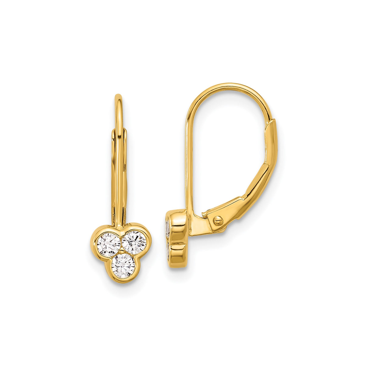 Sterling Silver Dangle Earrings with Cubic Zirconia Trio in Cluster Clover Design