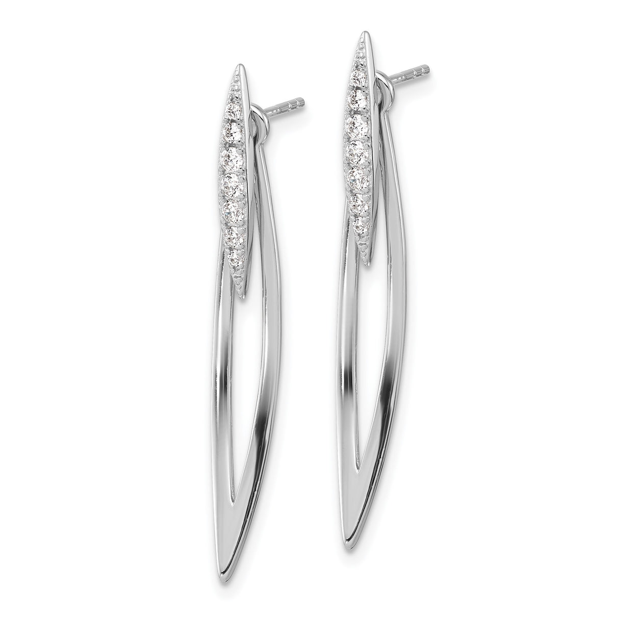 Sterling Silver Marquise Drop Earrings with Cubic Zirconia, Long Lightweight Dangle Design