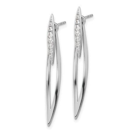 Sterling Silver Marquise Drop Earrings with Cubic Zirconia, Long Lightweight Dangle Design